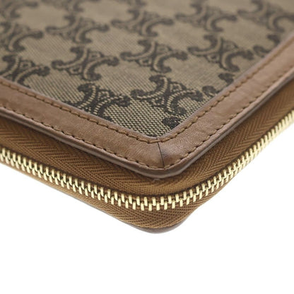 Celine Triomphe Canvas Zip Around Organizer Wallet Brown Gray — view 5