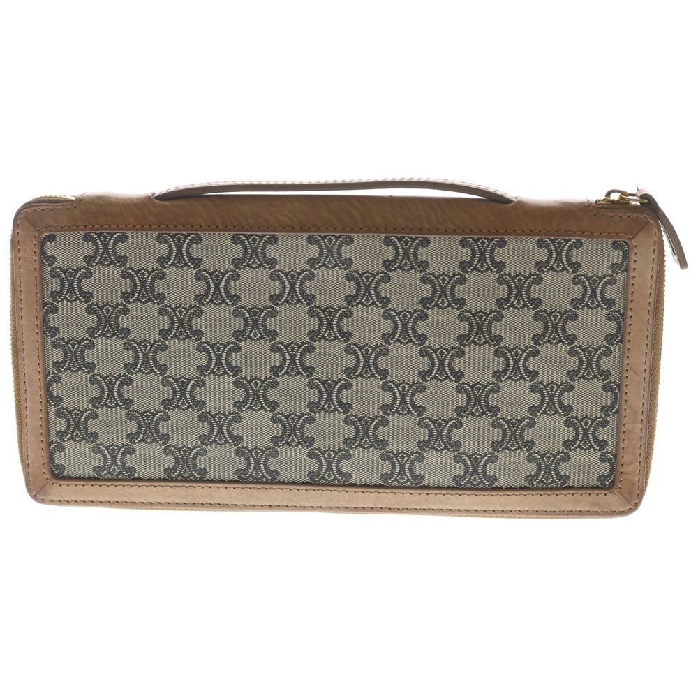 Celine Triomphe Canvas Zip Around Organizer Wallet Brown Gray — view 2