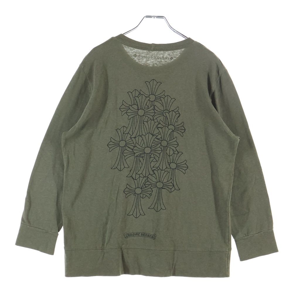 Chrome Hearts Back Cemetery Cross Sweatshirt Shirt Logo Printed Crew Neck Khaki
