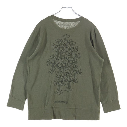 Chrome Hearts Back Cemetery Cross Sweatshirt Shirt Logo Printed Crew Neck Khaki