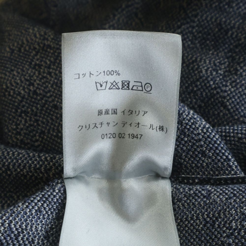 Dior Oblique Overshirt All Over Pattern Logo Long Sleeve Cotton Shirt Gray Navy — view 8