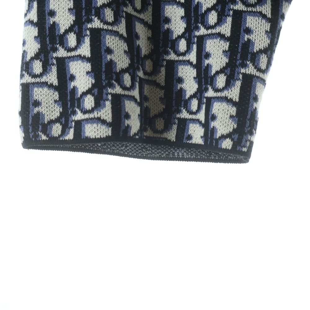Dior Oblique Overshirt All Over Pattern Logo Long Sleeve Cotton Shirt Gray Navy — view 5