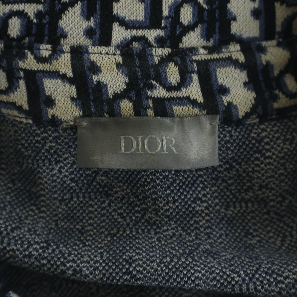 Dior Oblique Overshirt All Over Pattern Logo Long Sleeve Cotton Shirt Gray Navy — view 7