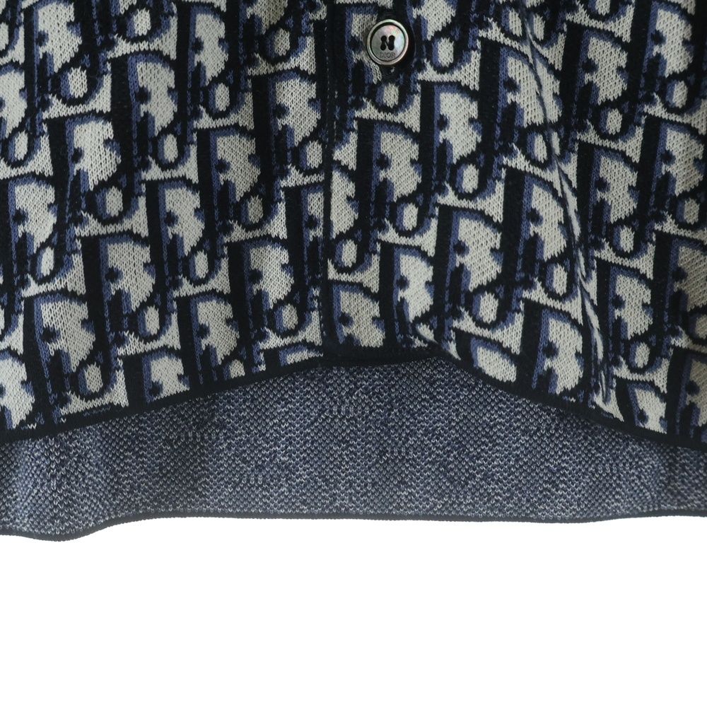 Dior Oblique Overshirt All Over Pattern Logo Long Sleeve Cotton Shirt Gray Navy — view 6