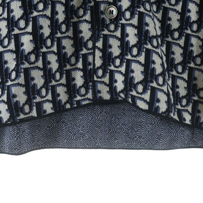 Dior Oblique Overshirt All Over Pattern Logo Long Sleeve Cotton Shirt Gray Navy — view 6