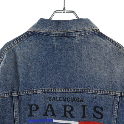 Balenciaga Front Embroidery Logo Denim Jacket Indigo — view 4