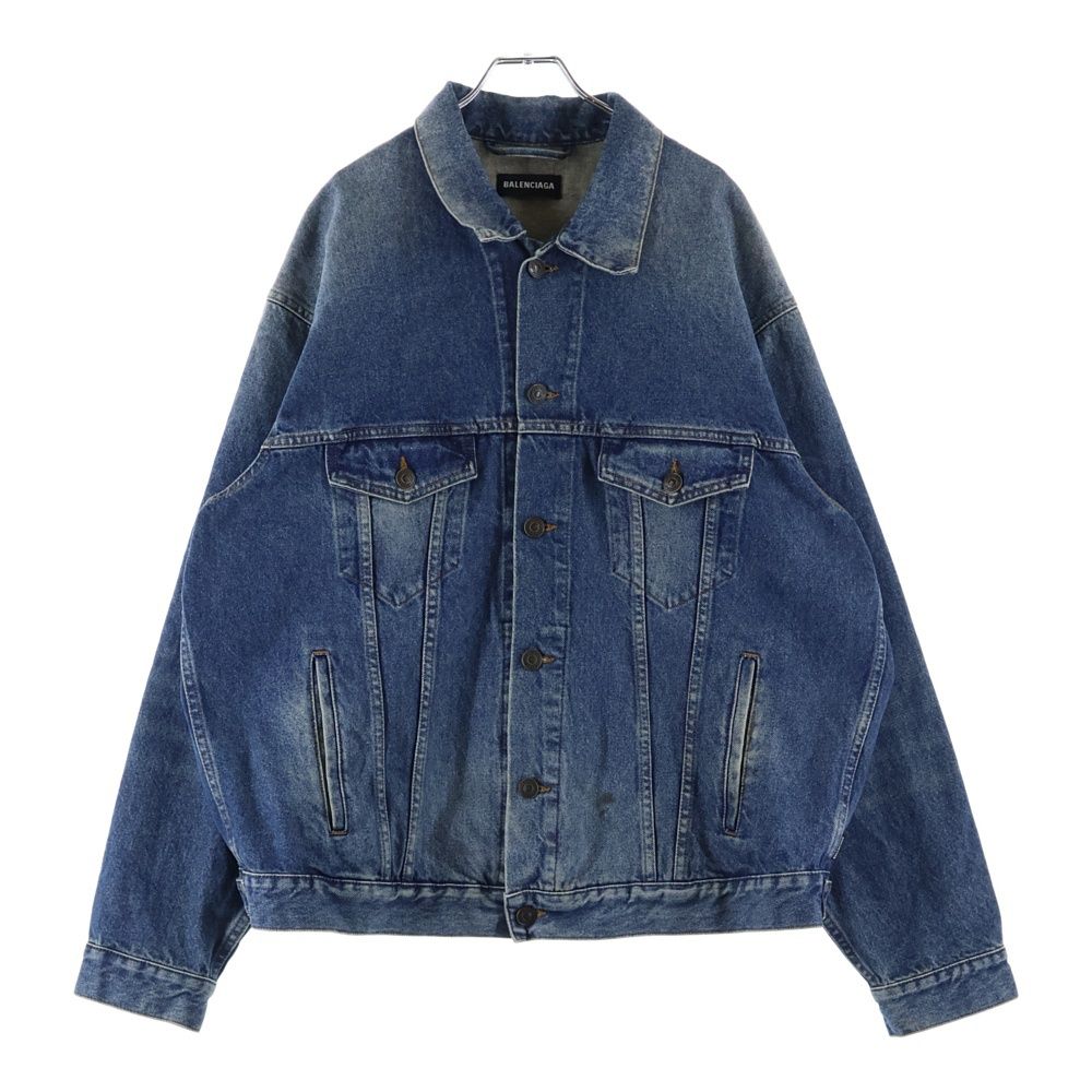 Balenciaga Front Embroidery Logo Denim Jacket Indigo — view 2