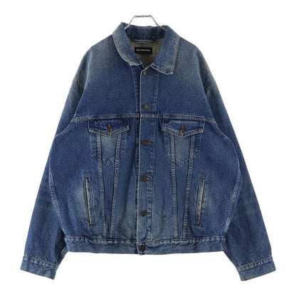 Balenciaga Front Embroidery Logo Denim Jacket Indigo — view 2