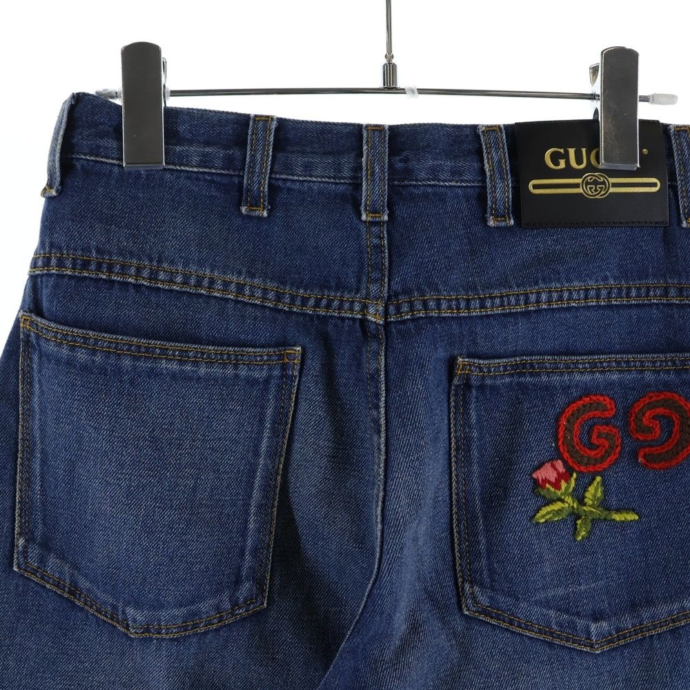 Gucci Wide Leg Denim Pants Indigo Blue — view 4