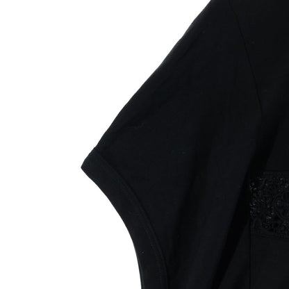 Louis Vuitton Lace Pattern T-Shirt LV Logo Short Sleeve Black — view 5
