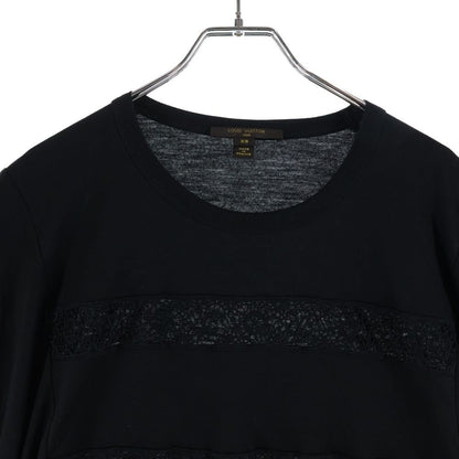 Louis Vuitton Lace Pattern T-Shirt LV Logo Short Sleeve Black — view 3