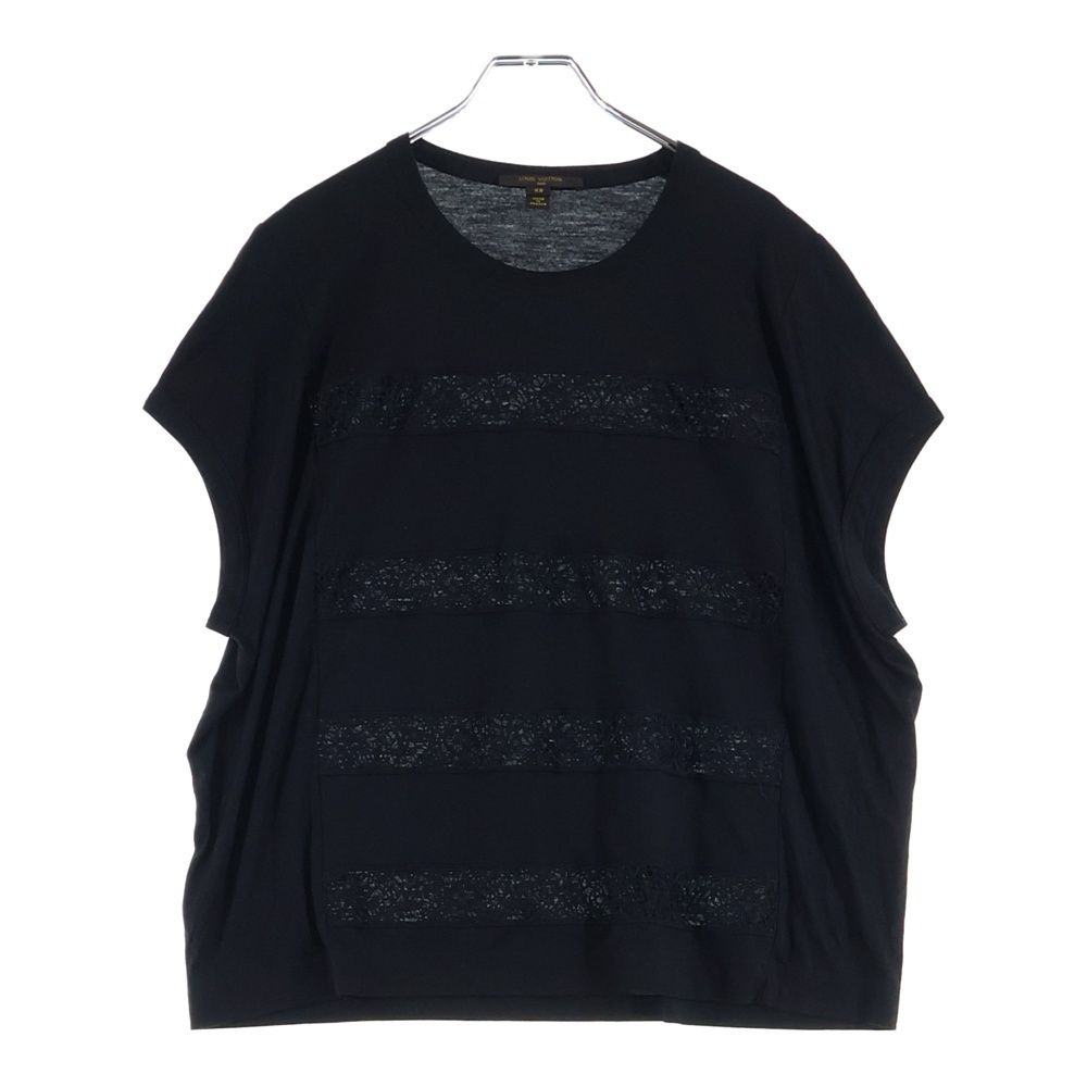 Louis Vuitton Lace Pattern T-Shirt LV Logo Short Sleeve Black