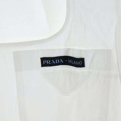 Prada Cut Out Shirt Triangle Logo Cut Out Long Sleeve White — view 5