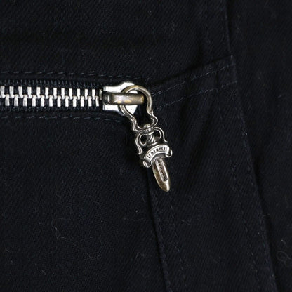 Chrome Hearts Overall Horse Shoe Logo Button Denim Black — view 3