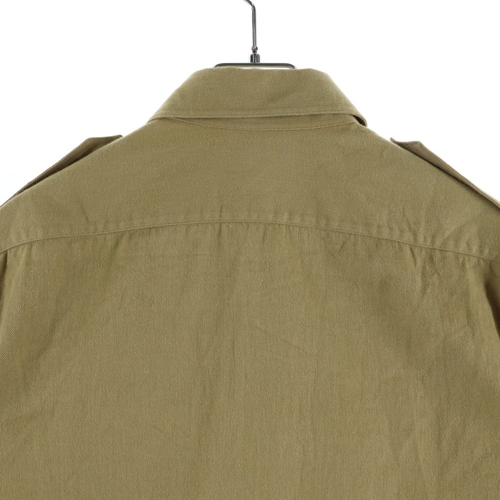 Celine Cotton Twill Military Shirt Long Sleeve Brown — view 4