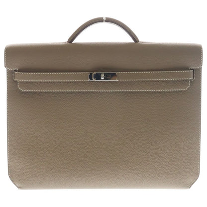 Hermes Kelly Depeche 36 Etoupe Togo Leather Hand Business Bag Silver Beige
