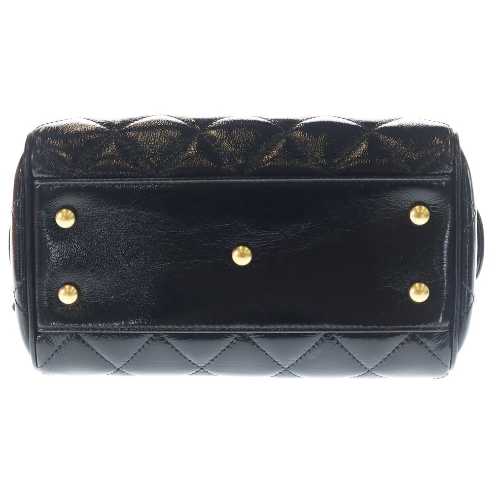 Chanel Quilted Shiny Patent 2-Way Chain Shoulder Bag Mini Black Gold — view 5