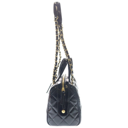Chanel Quilted Shiny Patent 2-Way Chain Shoulder Bag Mini Black Gold — view 3