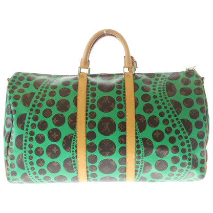 Louis Vuitton YK Yayoi Kusama Monogram Keepall 55 Leather Boston Bag Brown Green — view 2