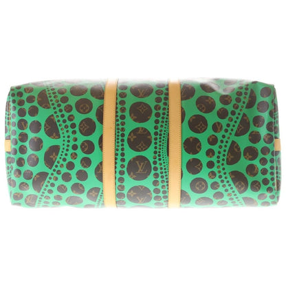 Louis Vuitton YK Yayoi Kusama Monogram Keepall 55 Leather Boston Bag Brown Green — view 5