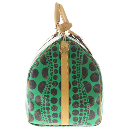 Louis Vuitton YK Yayoi Kusama Monogram Keepall 55 Leather Boston Bag Brown Green — view 3