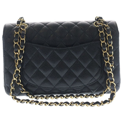 Chanel Quilted 23 CC Logo Caviar Leather Double Flap Chain Shoulder Bag GD Black — view 2