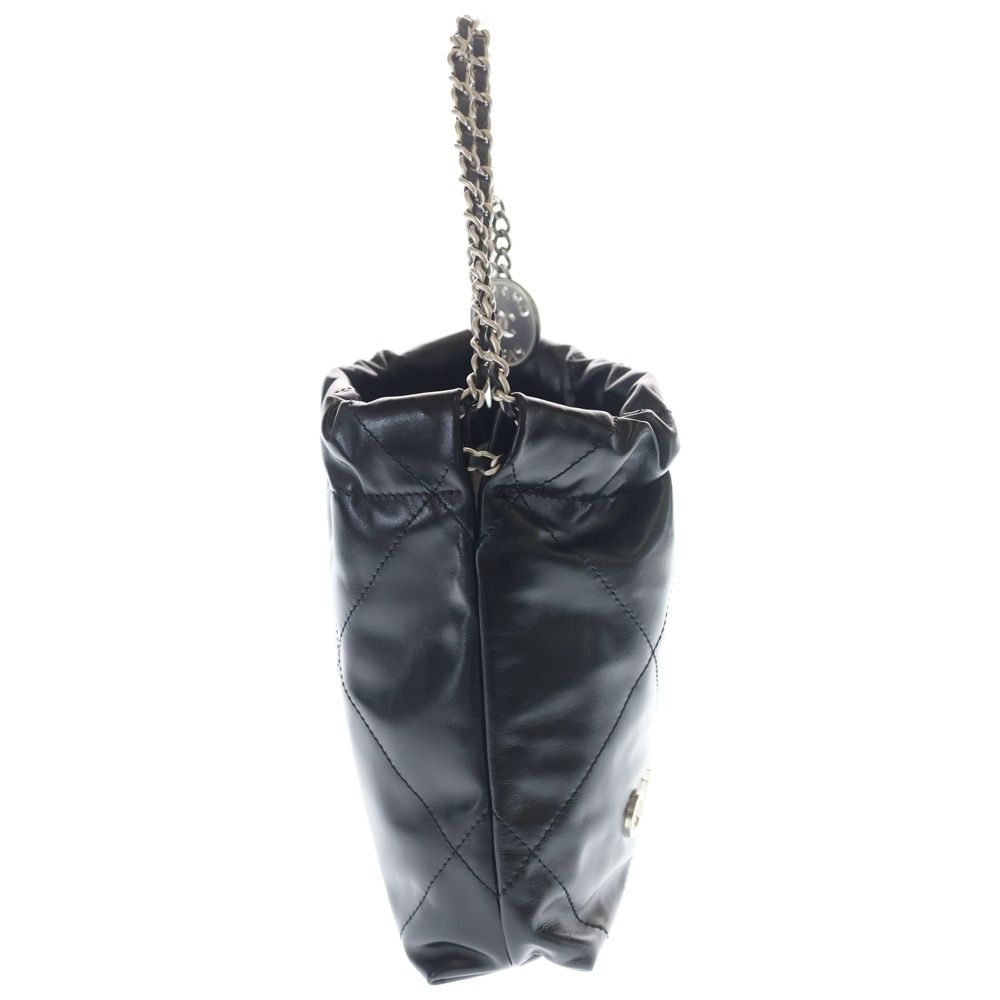 Chanel 22 Mini Chain Shoulder Bag Silver Black Plate — view 3