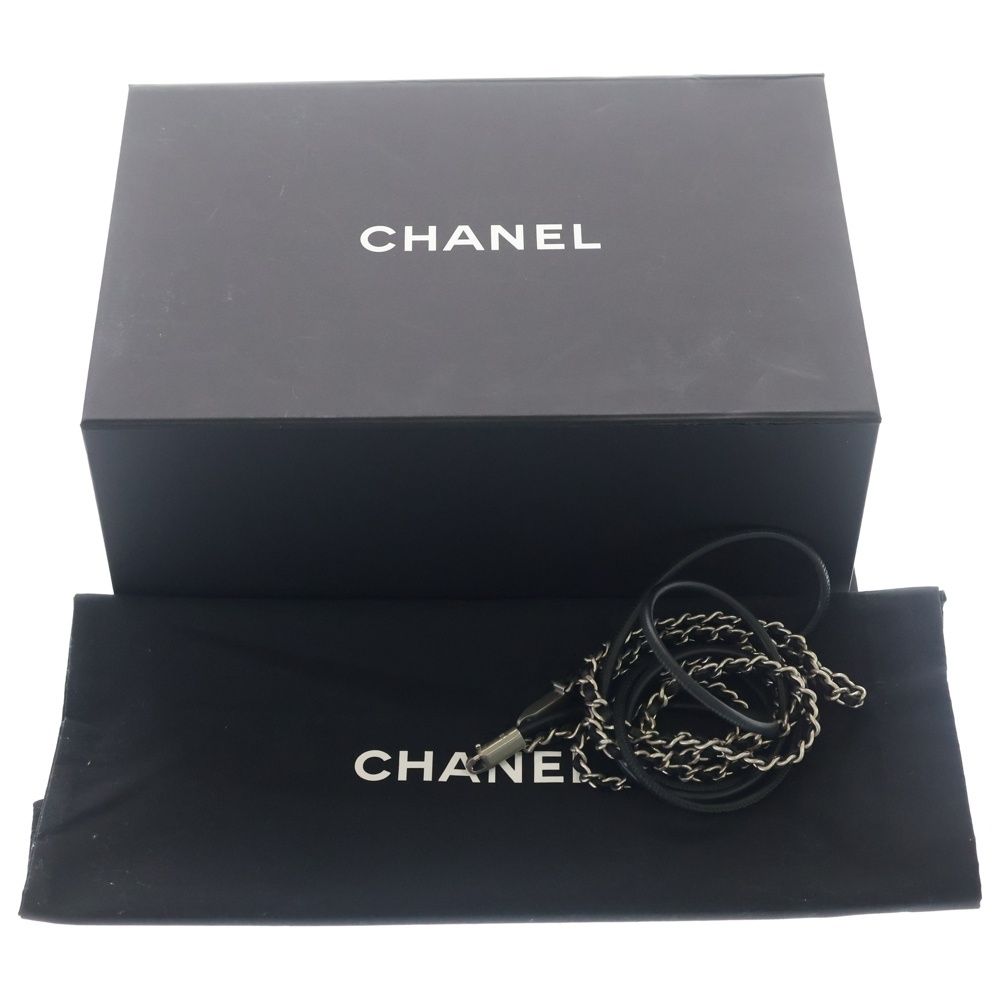 Chanel 22 Mini Chain Shoulder Bag Silver Black Plate — view 6