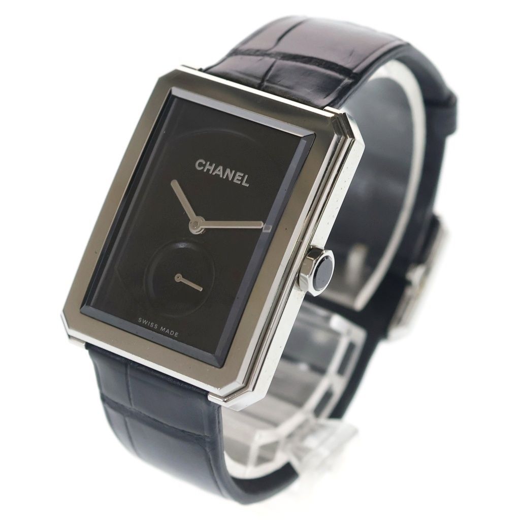 Chanel Boyfriend Watch Black Dial SS Leather Quartz 01 18 Silver — view 4