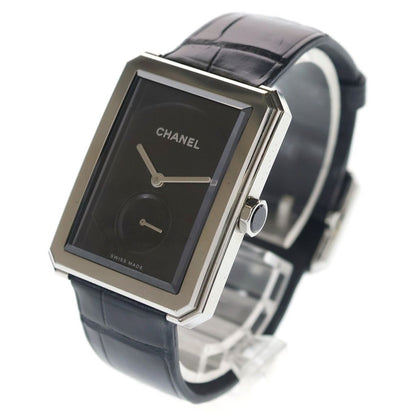 Chanel Boyfriend Watch Black Dial SS Leather Quartz 01 18 Silver — view 4
