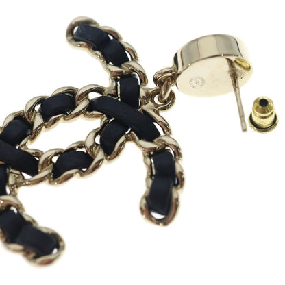 Chanel Earrings Chain CC Logo Black Gold Plate — view 5