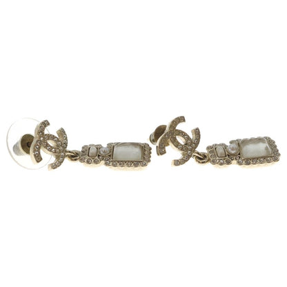 Chanel CC Logo Line Stone Bottle Motif Earrings Gold — view 4