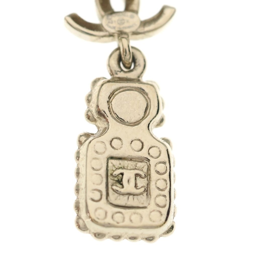 Chanel CC Logo Line Stone Bottle Motif Earrings Gold — view 5