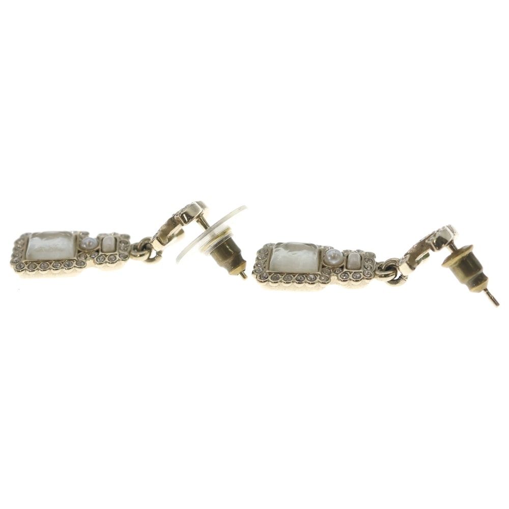 Chanel CC Logo Line Stone Bottle Motif Earrings Gold — view 3