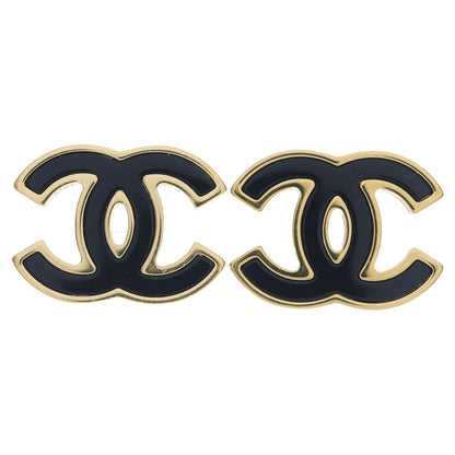 Chanel Earrings CC Logo Gold Black