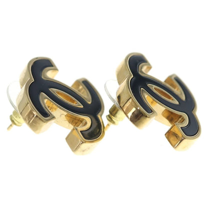 Chanel Earrings CC Logo Gold Black — view 4