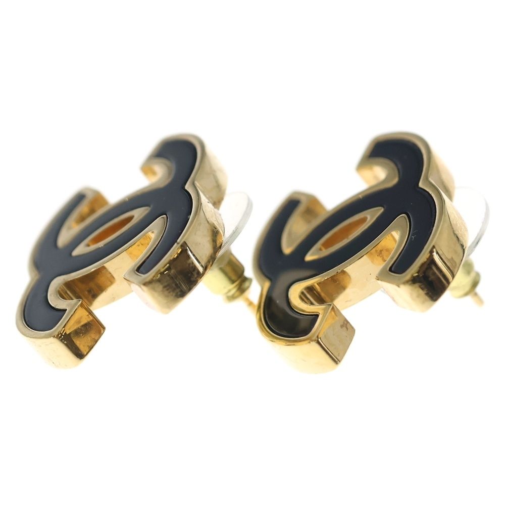 Chanel Earrings CC Logo Gold Black — view 3