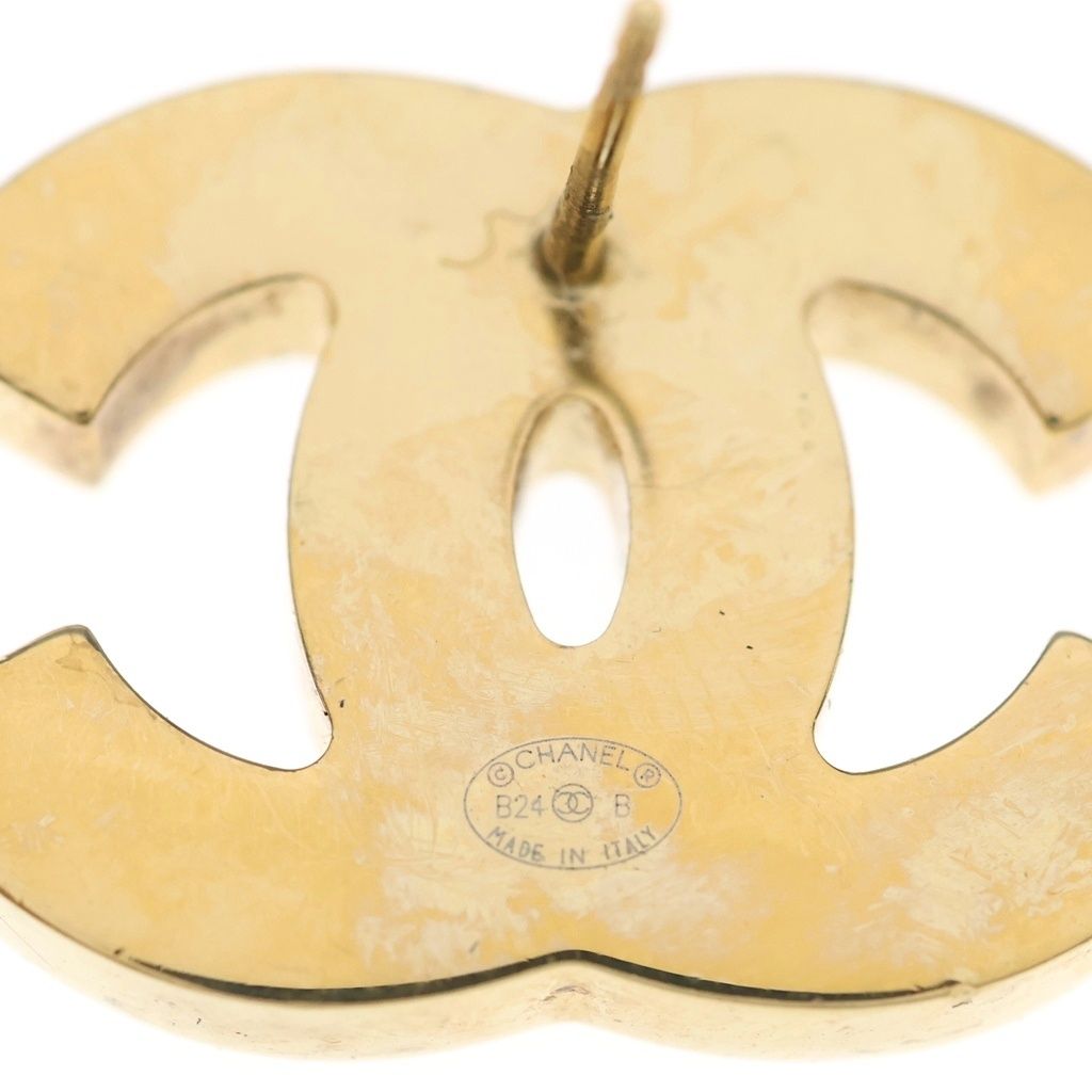 Chanel Earrings CC Logo Gold Black — view 6