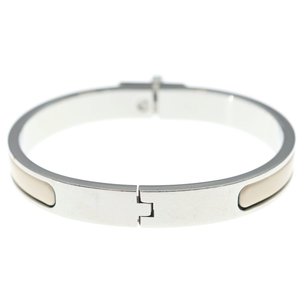 Hermes Mini Click Kelly White Silver Bracelet Bangle — view 2