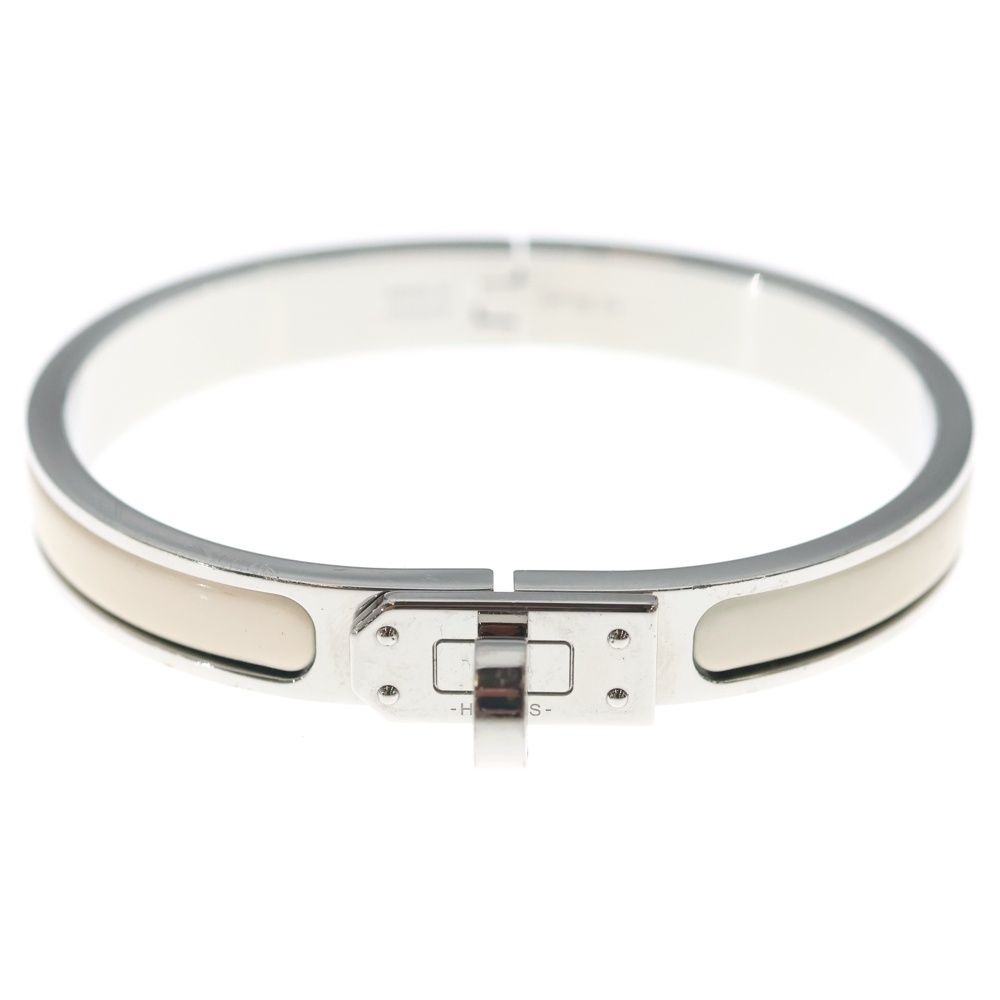 Hermes Mini Click Kelly White Silver Bracelet Bangle — view 4