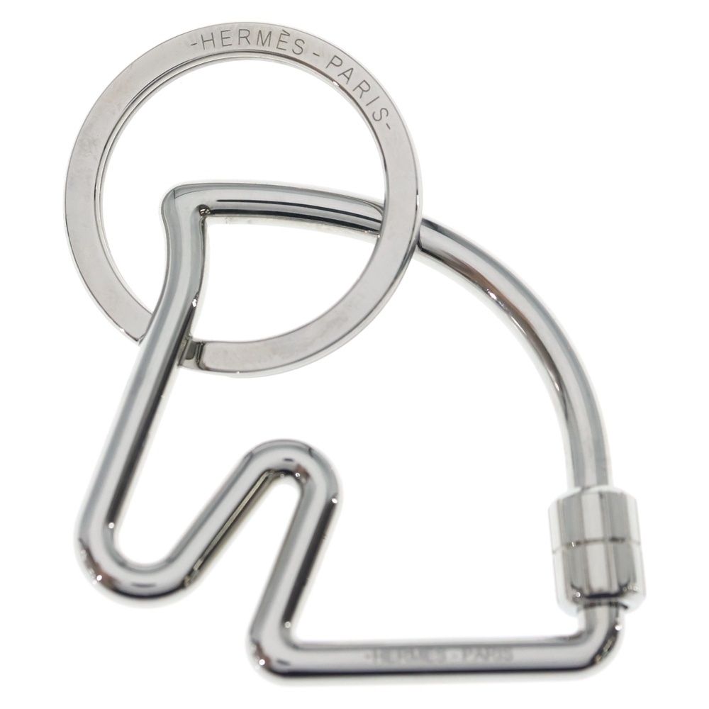 Hermes Schwalki Ring Key Holder Bag Charm Silver