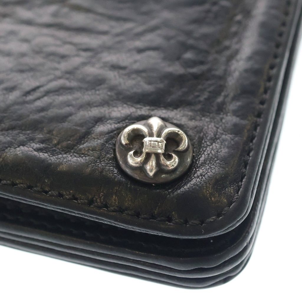 Chrome Hearts BS Fleur Button Wallet 1 Zip BS Bifold Leather Black Silver — view 6