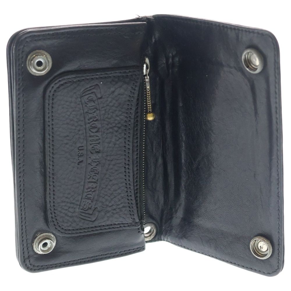 Chrome Hearts BS Fleur Button Wallet 1 Zip BS Bifold Leather Black Silver — view 4