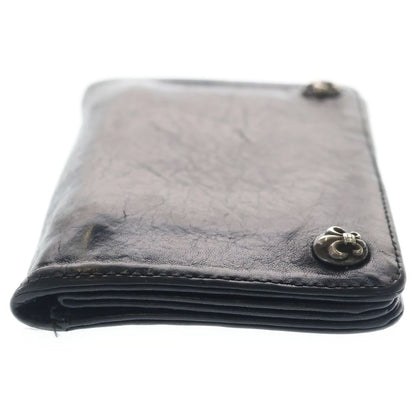 Chrome Hearts BS Fleur Button Wallet 1 Zip BS Bifold Leather Black Silver — view 3