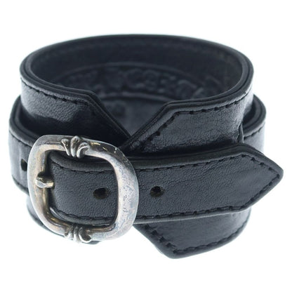Chrome Hearts R&r Tiny Buckle Gunslinger Leather Bracelet Choker Black Silver
