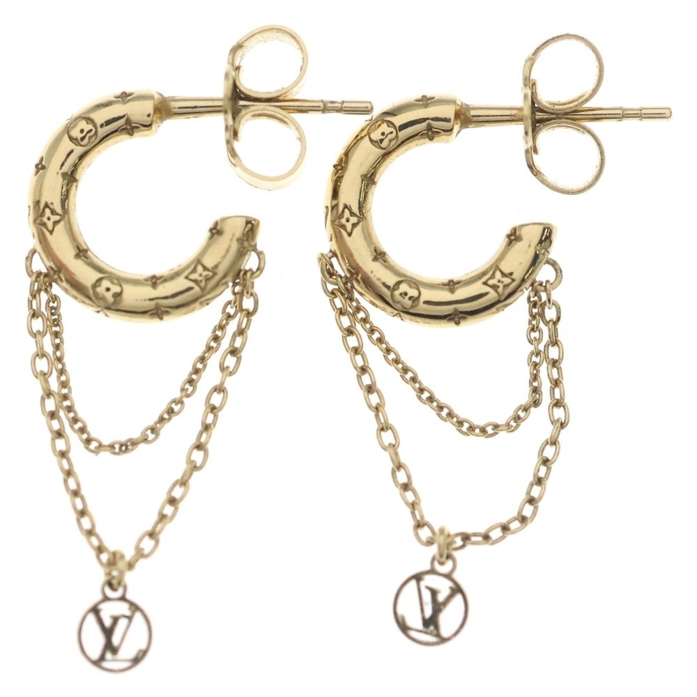 Louis Vuitton Nanogram Hoop Earrings Gold Plated
