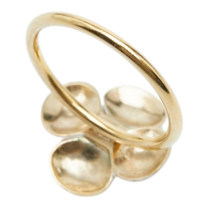 Chanel CC Logo Camellia Flower Ring Gold Beige Plated Enamel — view 6