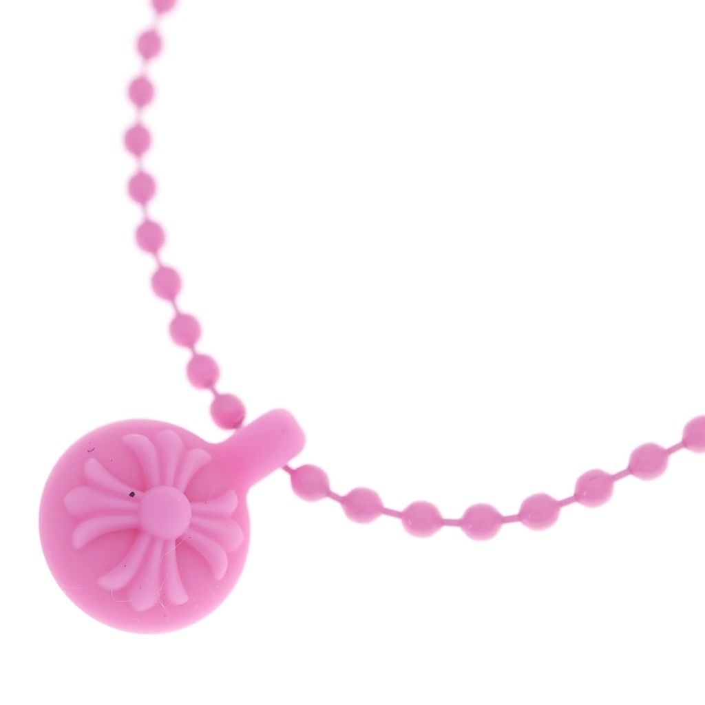 Chrome Hearts Rubber CH Crs Ball 2 Cross Necklace Silicone Pink