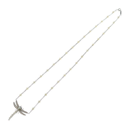 Tiffany & Co Dragonfly Pearl Saffiano Pave Diamond Necklace Platinum — view 2