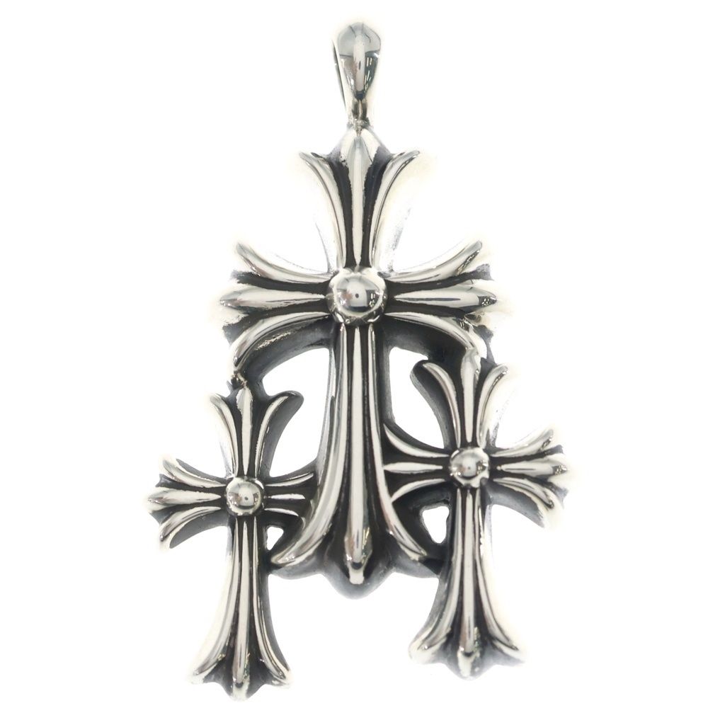 Chrome Hearts 3 CH Crs Sml Triple CH Cross Small Pendant Top Silver